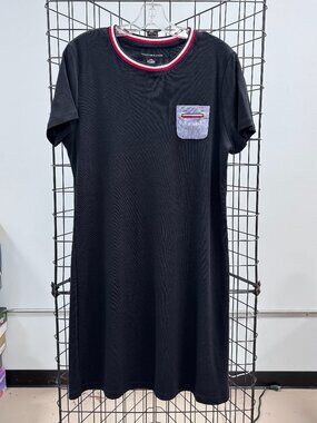 Tommy Hilfiger 100% Cotton Navy Jersey Knit Shirt Dress Size Large
